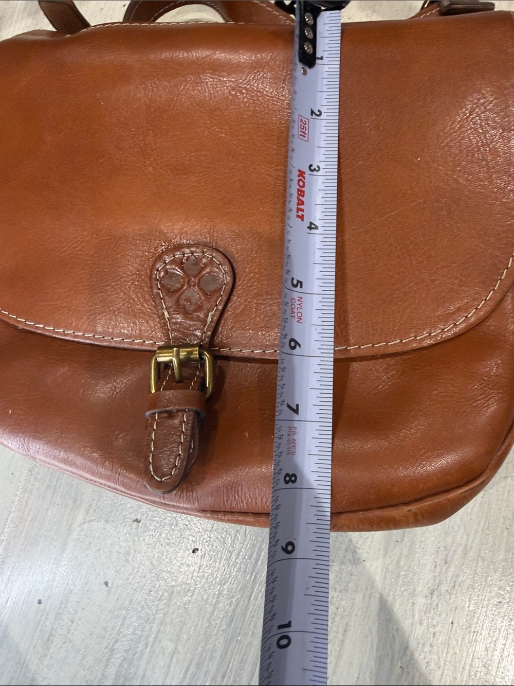 Vintage Patricia Nash Cognac Leather Saddle Bag with Buckle Detail - Picture 14 of 14